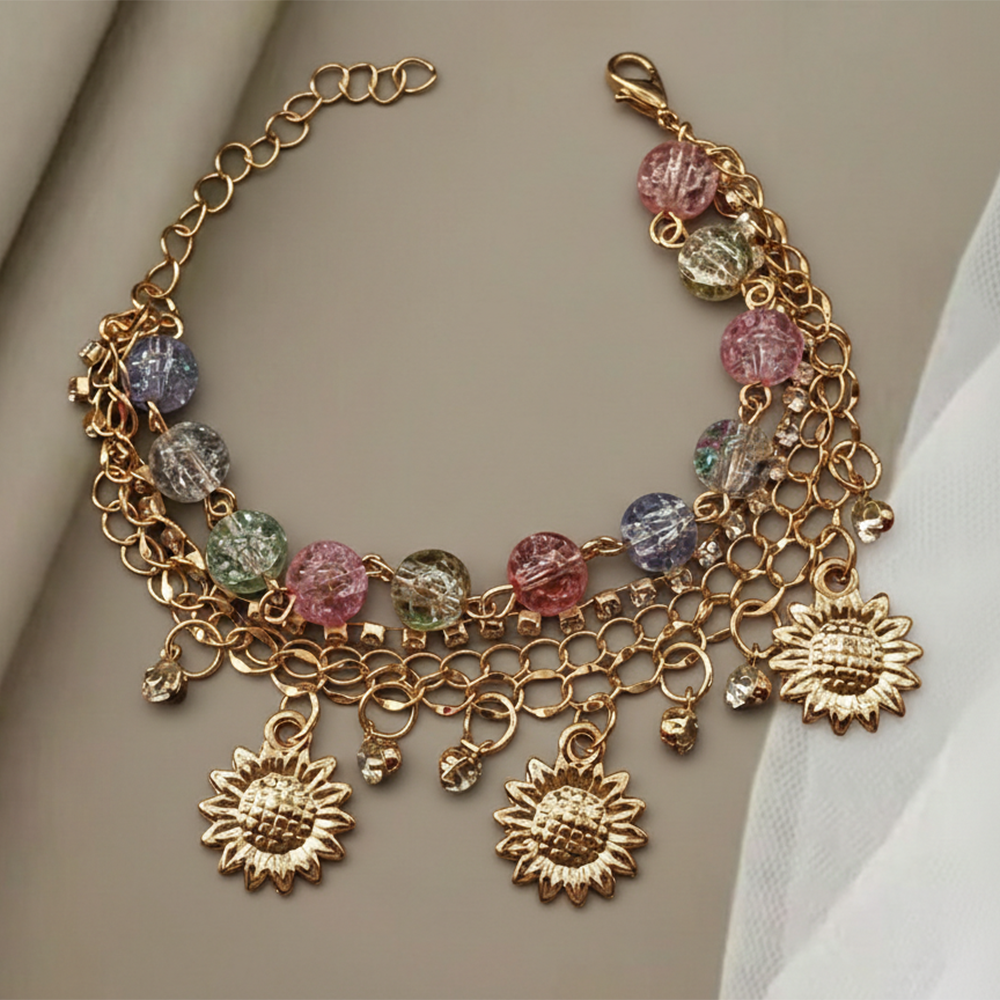 The99Jewel Gold Plated Assorted Charms Multi Layer Bracelet