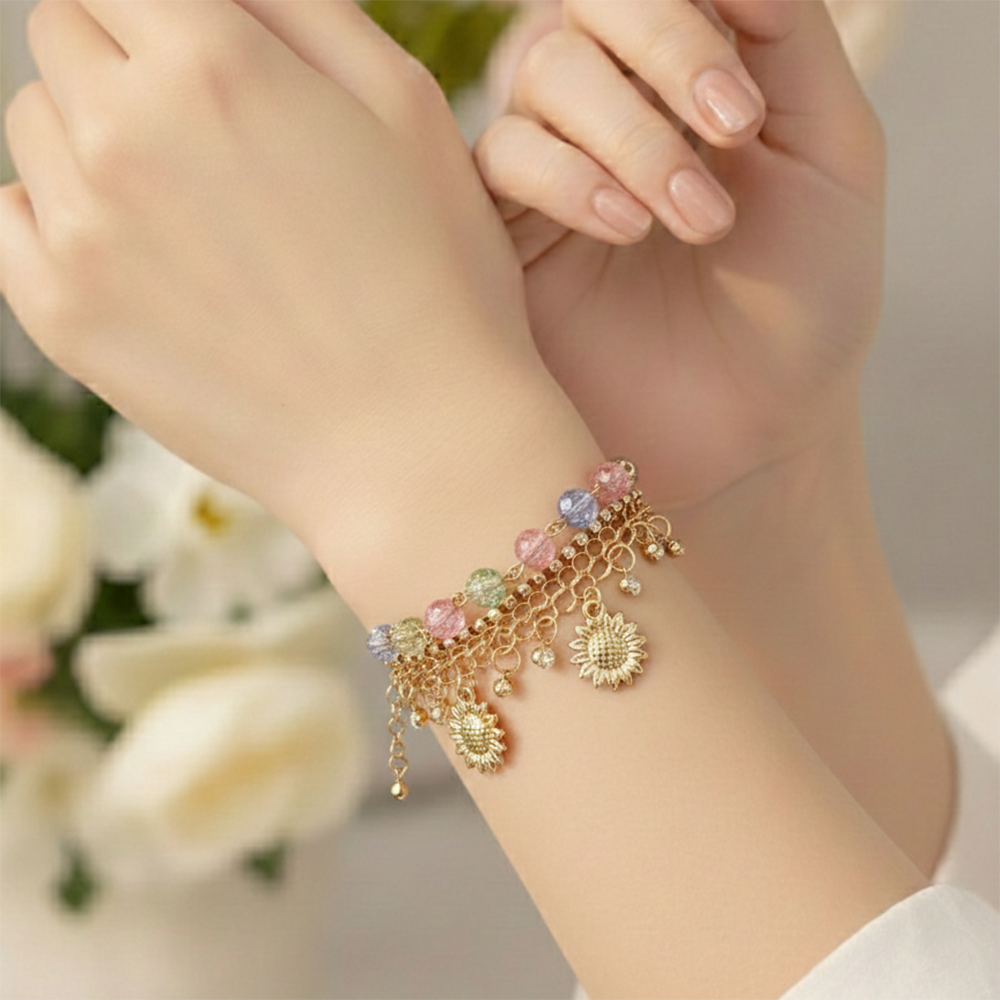 The99Jewel Gold Plated Assorted Charms Multi Layer Bracelet