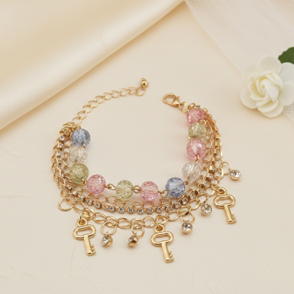 The99Jewel Gold Plated Assorted Charms Multi Layer Bracelet