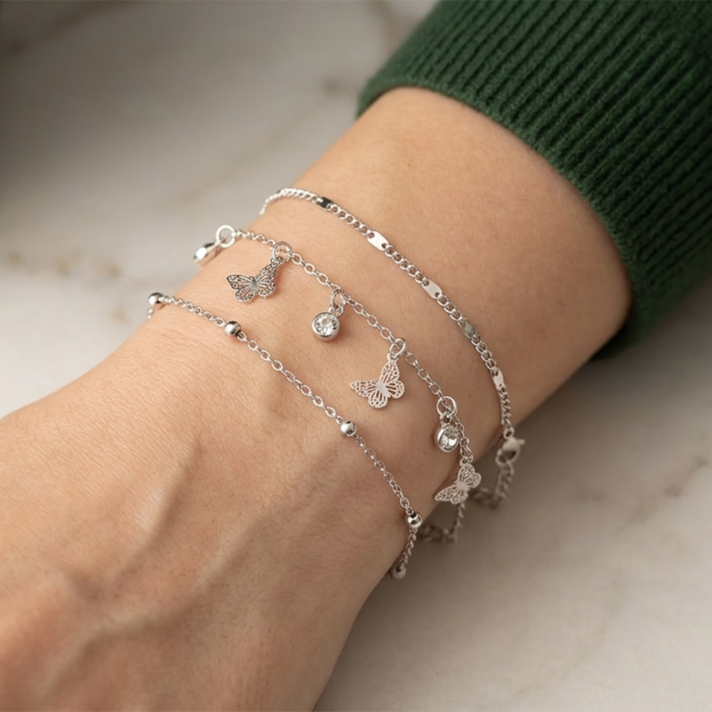 The99Jewel Stylish Multi-Layer Silver Plated Bracelet ( Assorted Designs )