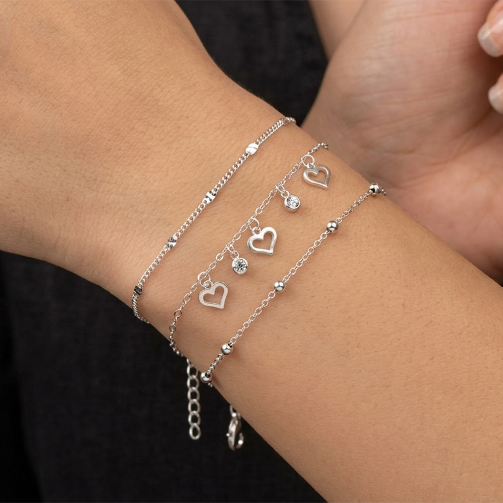 The99Jewel Stylish Multi-Layer Silver Plated Bracelet ( Assorted Designs )