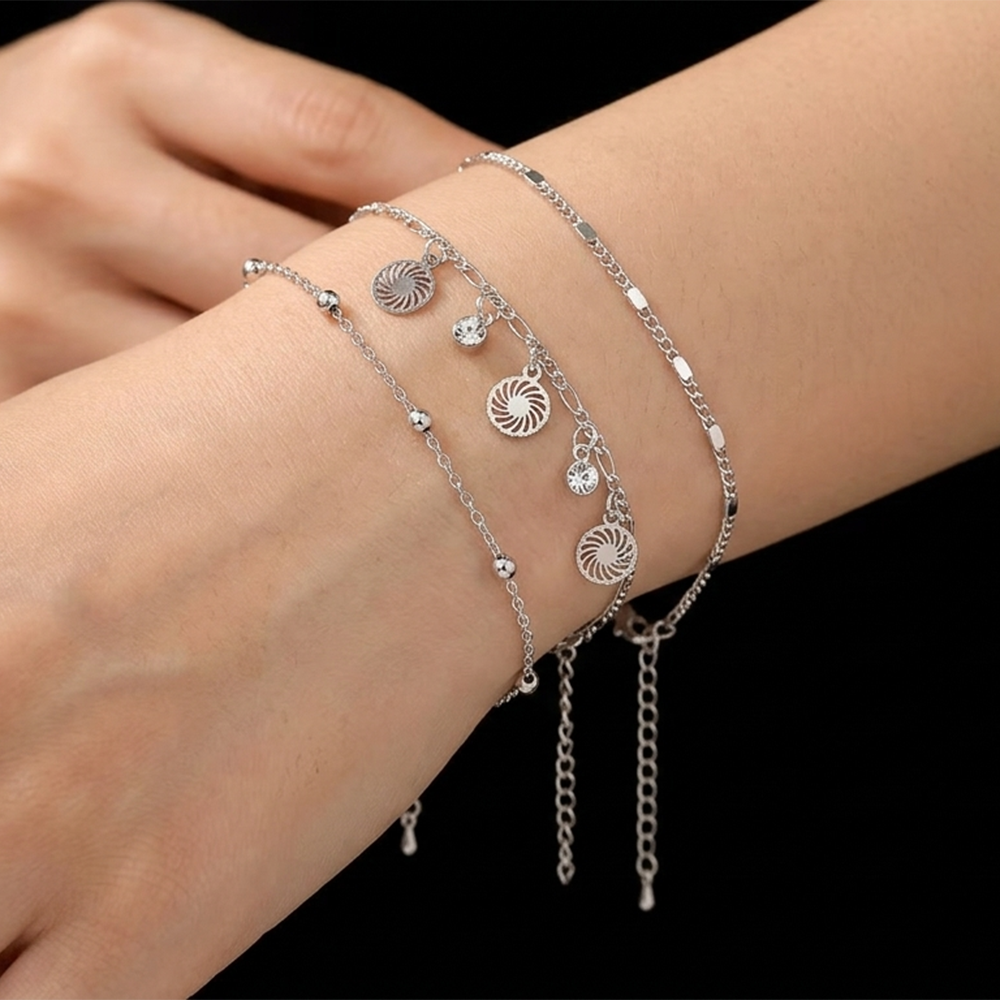 The99Jewel Stylish Multi-Layer Silver Plated Bracelet ( Assorted Designs )