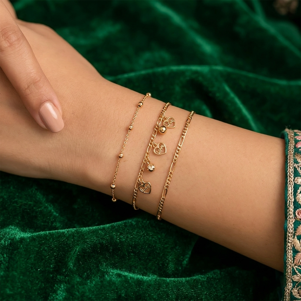 The99Jewel Elegant Layered Gold Chain Bracelet ( Assorted Designs )