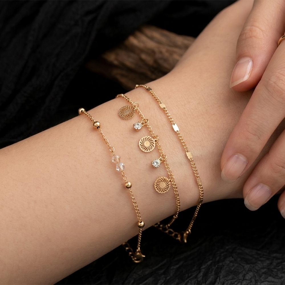 The99Jewel Elegant Layered Gold Chain Bracelet ( Assorted Designs )