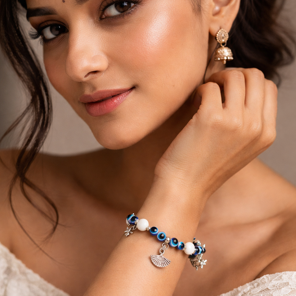 The99Jewel Stylish Evil Eye With Assorted  Charms Shell Design Bracelets