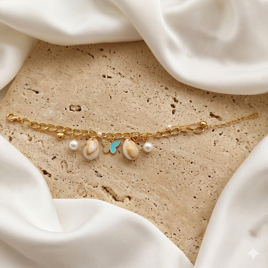 The99Jewel Gold Plated Butterfly And Shell Stylish Bracelets
