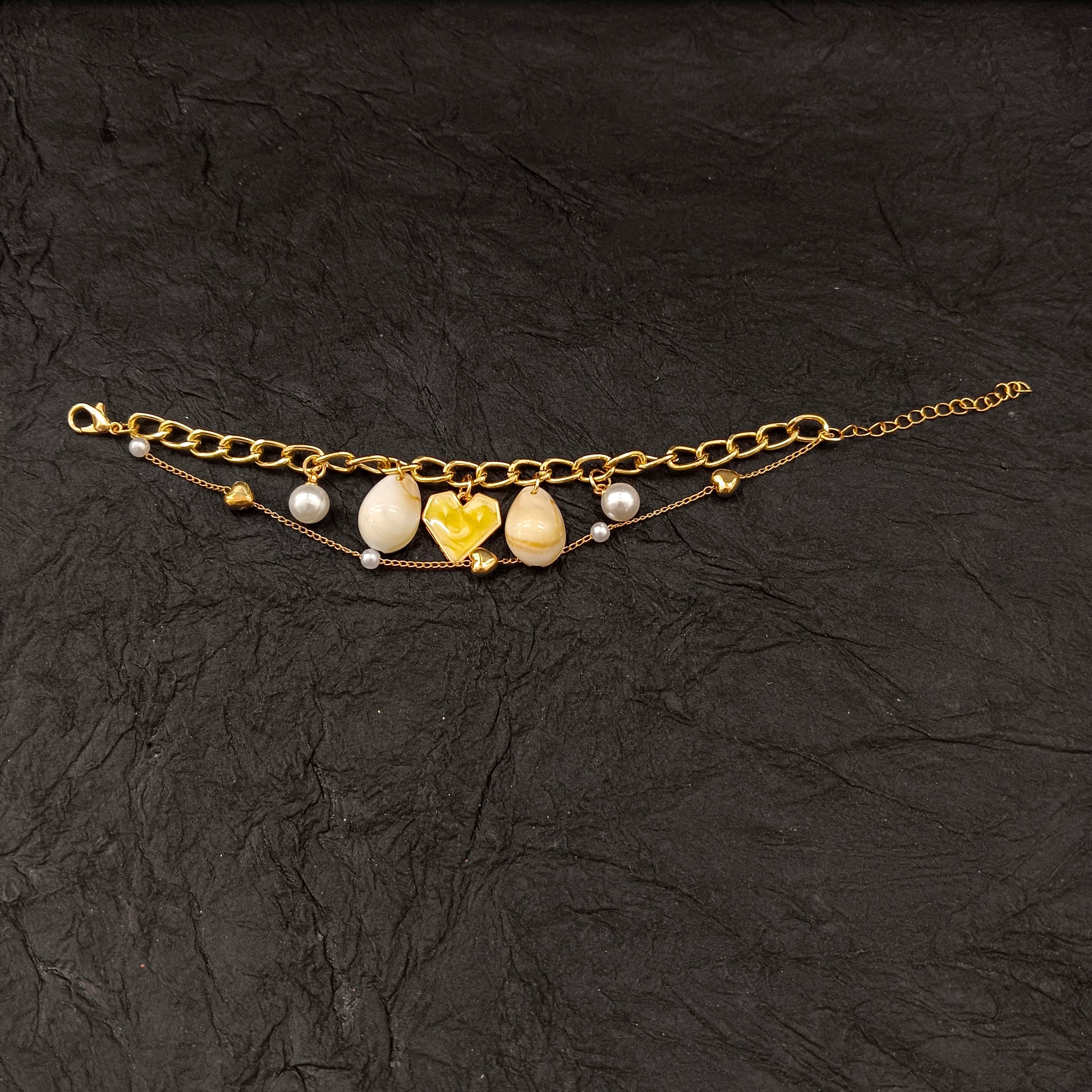 The99Jewel Gold Plated Yellow HeartAnd Shell Stylish Bracelets
