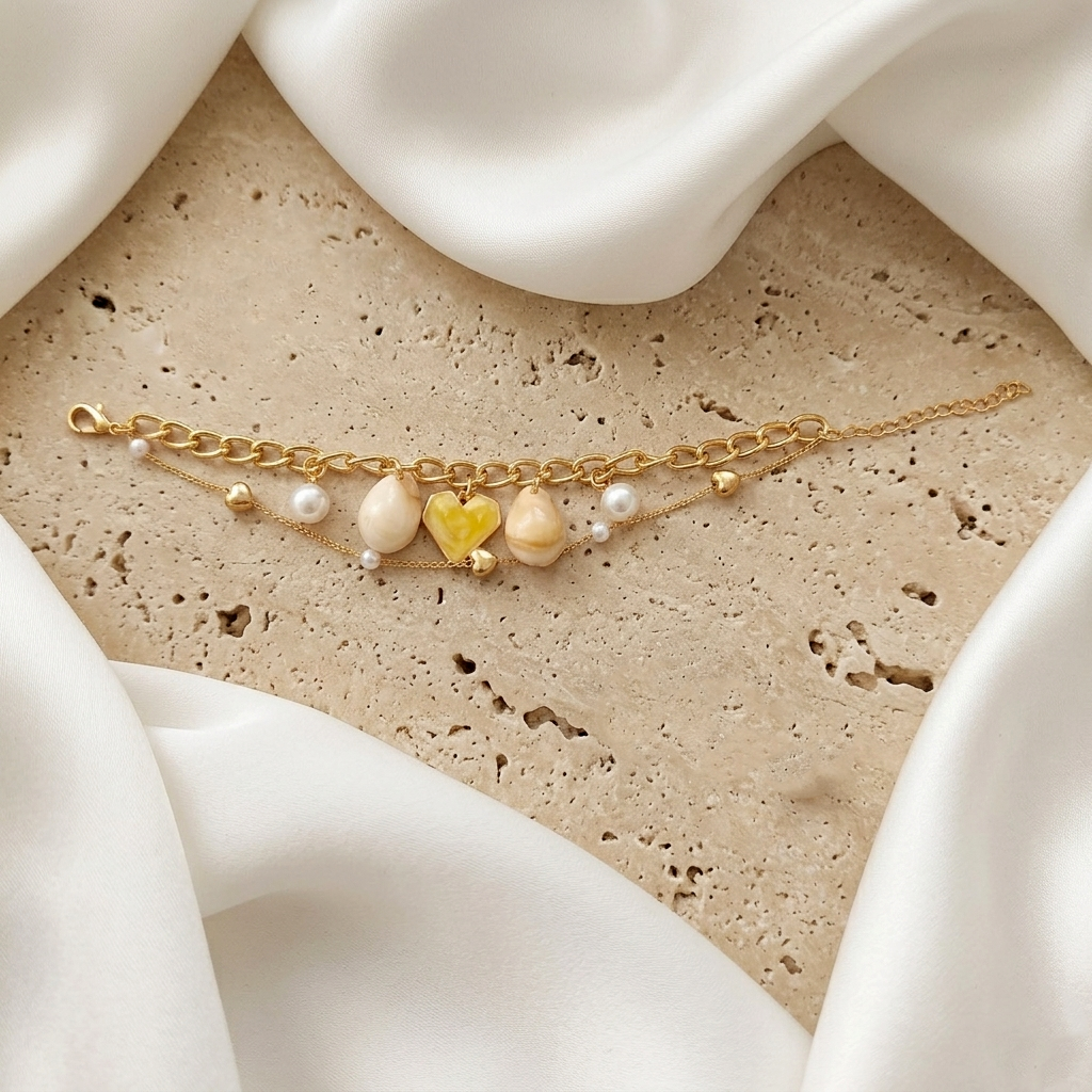 The99Jewel Gold Plated Yellow HeartAnd Shell Stylish Bracelets