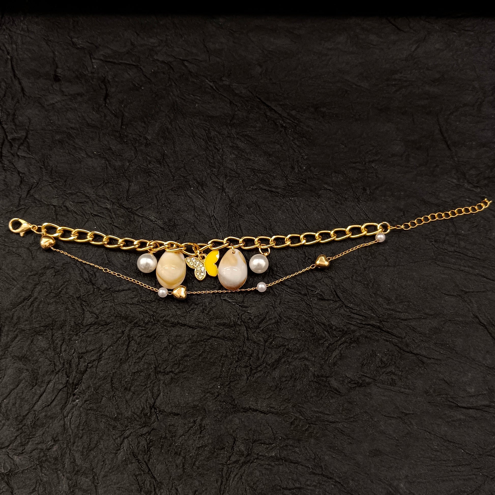 The99Jewel Gold Plated Yellow Butterfly And Shell Stylish Bracelets