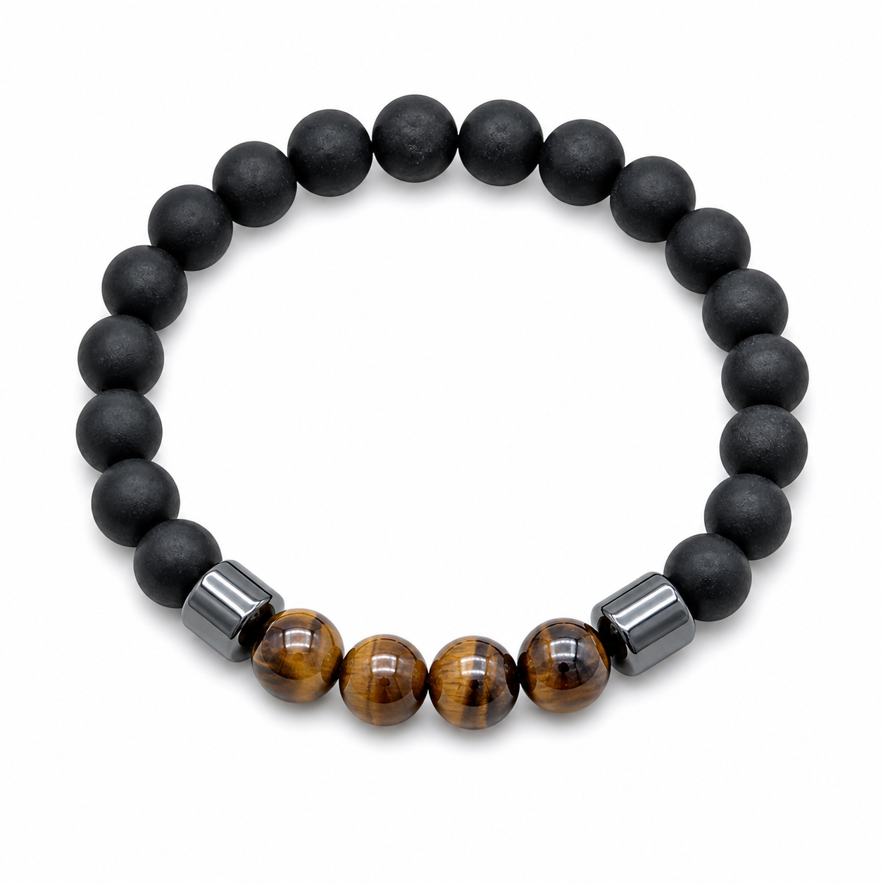 The99Jewel Tiger Eye And Black Beads Bracelet For Mens