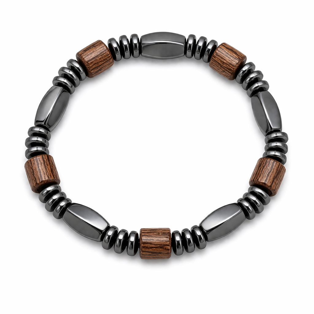 The99Jewel Classic Hematite Wooden Stretch Bracelet For Mens