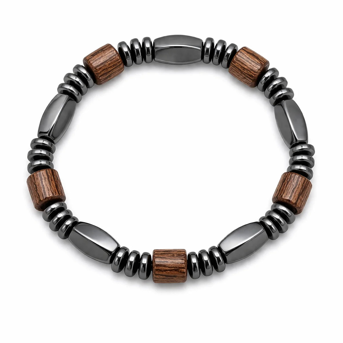 The99Jewel Stylish Wooden And Gun Metal Stylish Set of 3 Bracelet Combo For Men