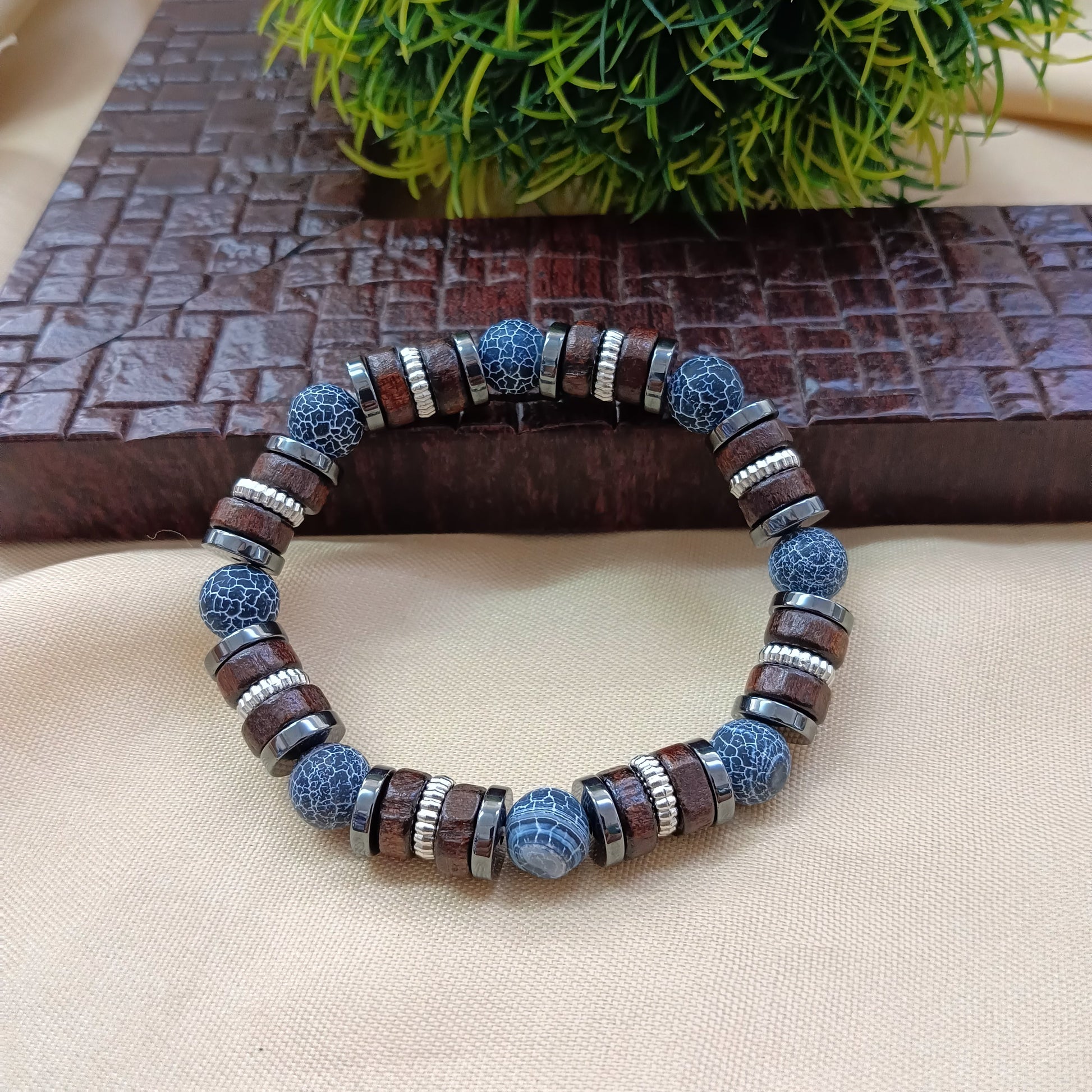 The99Jewel Natural Bead And Wooden Bracelet