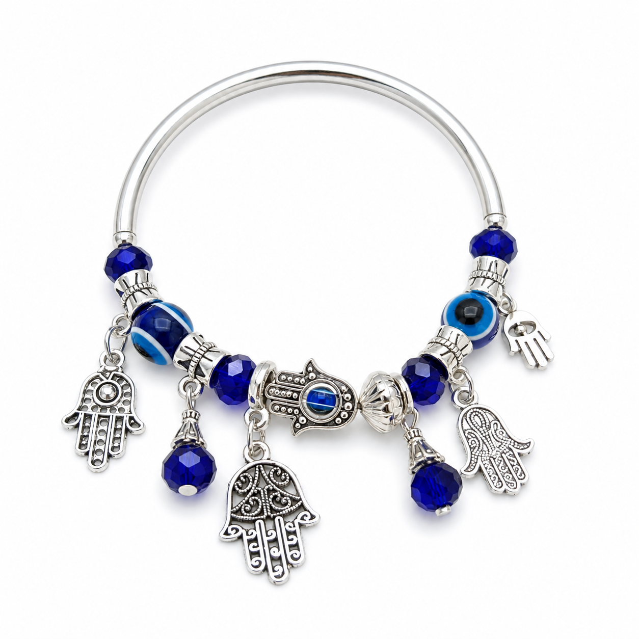 The99Jewel Blue Evil Eye Charm Hamsa Hand Bracelet  For Women & Girls