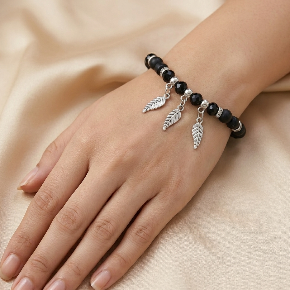 The99Jewel Nature Inspired Leaf Charm Beads Bracelet  For Women & Girls