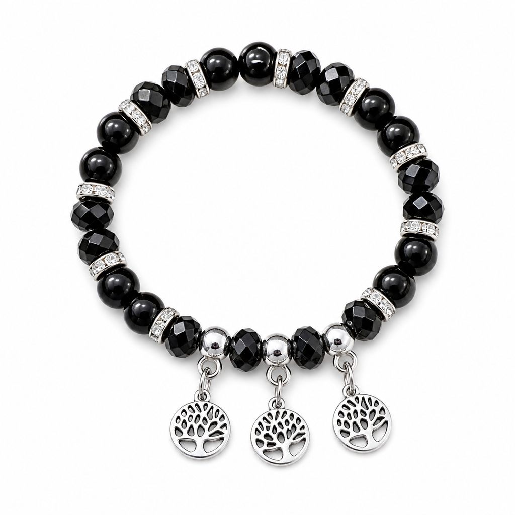 The99Jewel Minimal Black Crystal Beads Bracelet For Women & Girls