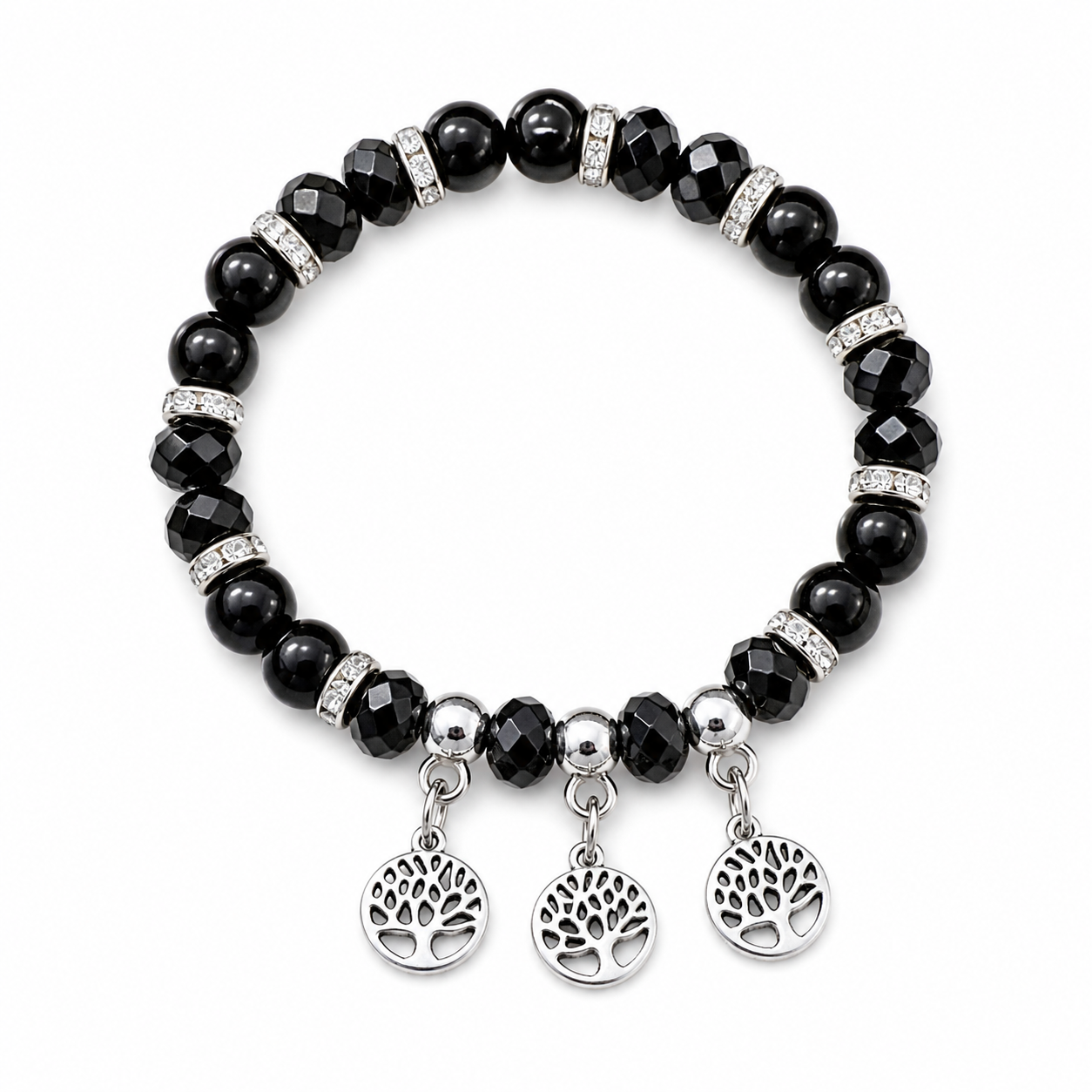 The99Jewel Minimal Black Crystal Beads Bracelet For Women & Girls
