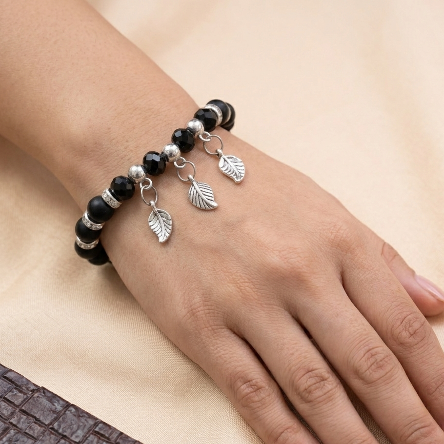 The99Jewel Nature Inspired Leaf Charm Beads Bracelet For Women & Girls