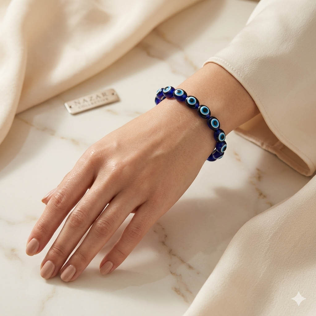 The99Jewel Blue Evil Eye Beads Unisex Bracelet