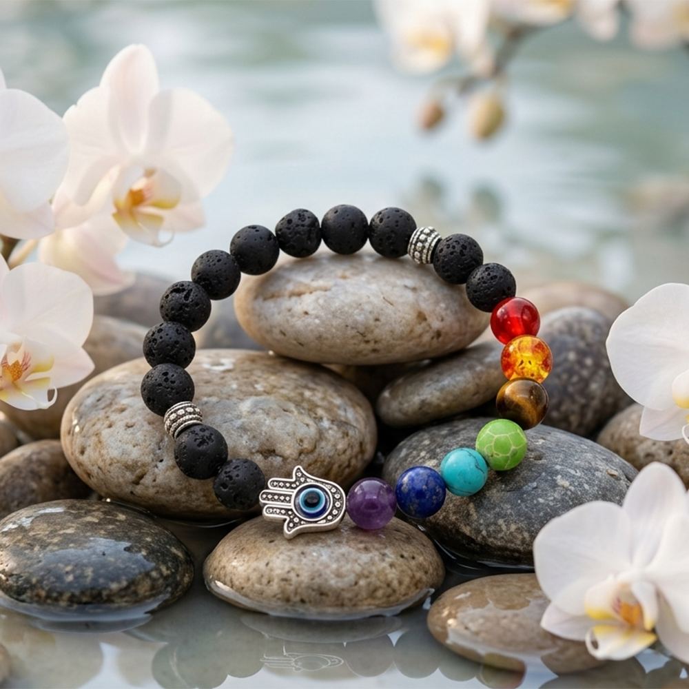 The99Jewel 7 Chakra with Hamsa Hand Beads bracelet