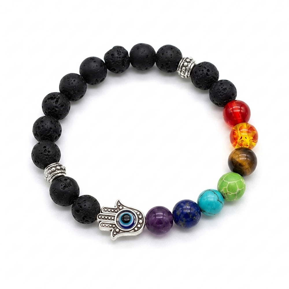 The99Jewel 7 Chakra with Hamsa Hand Beads bracelet