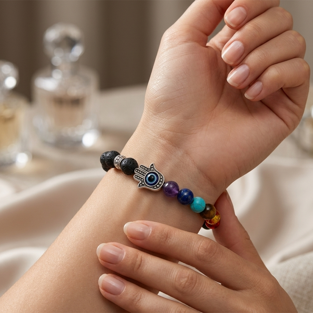 The99Jewel 7 Chakra with Hamsa Hand Beads bracelet