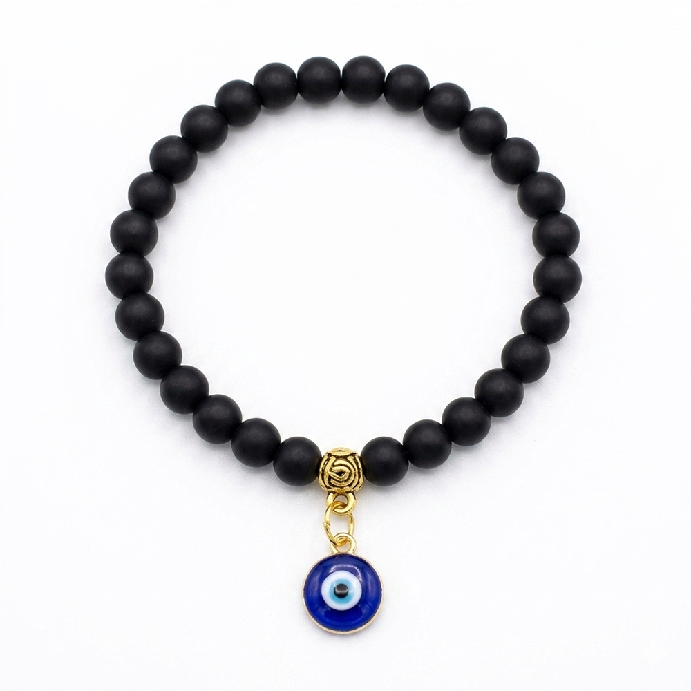 The99Jewel Black Beads Evil Eye Bracelet