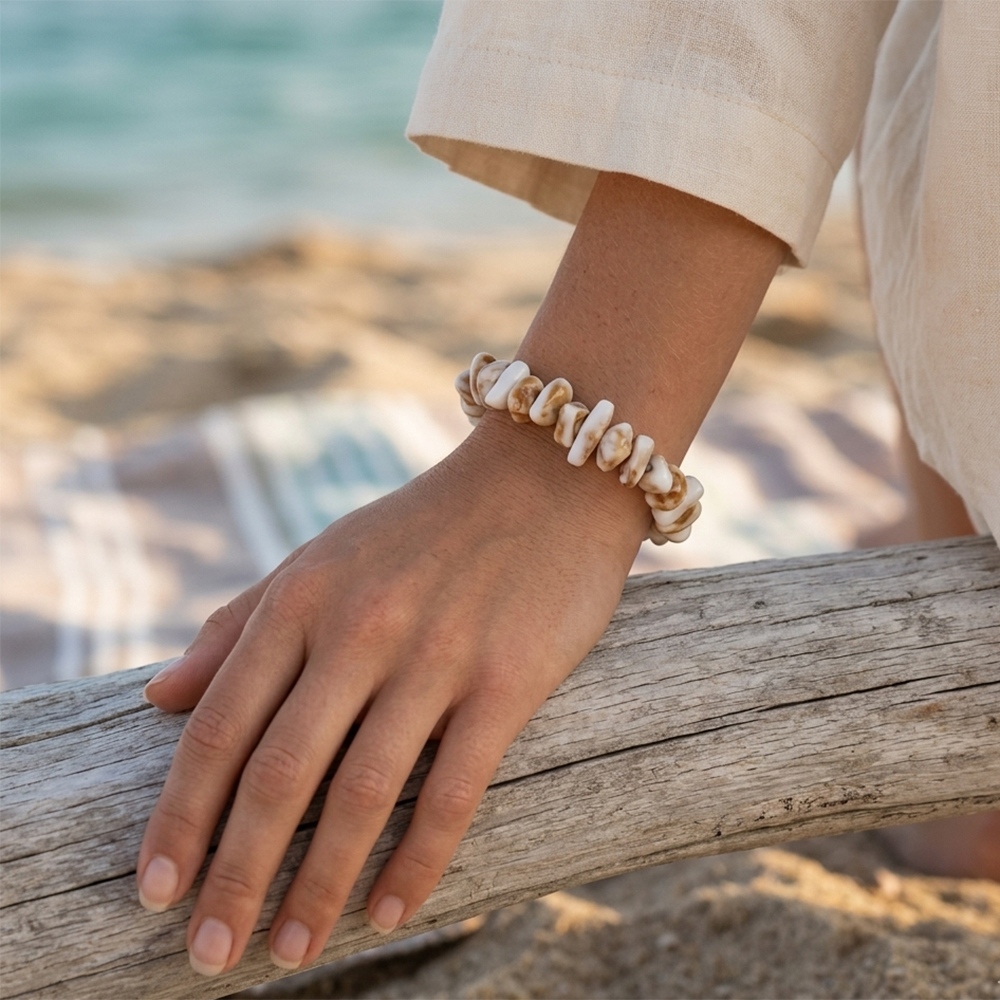 The99Jewel Minimalist Shell Stretch Bracelet for Women