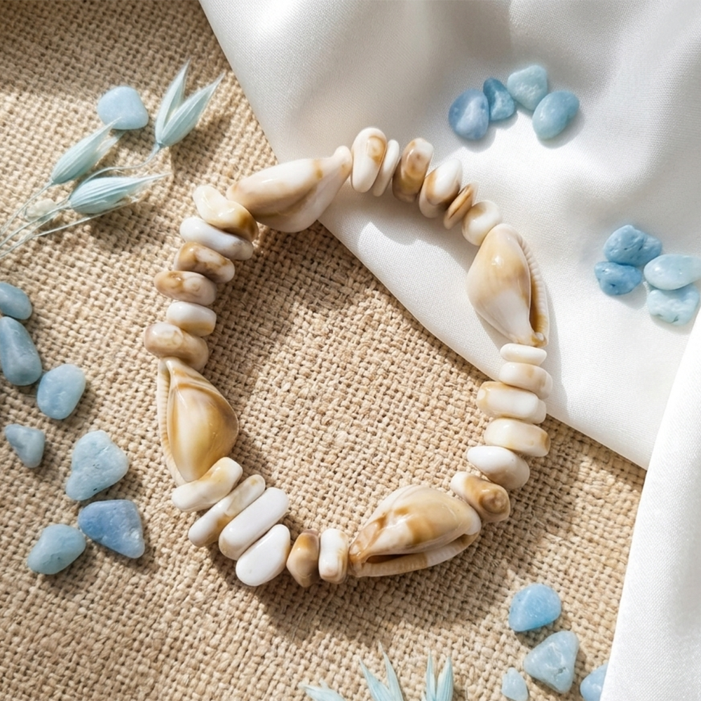 The99Jewel Minimalist Shell Stretch Bracelet for Women