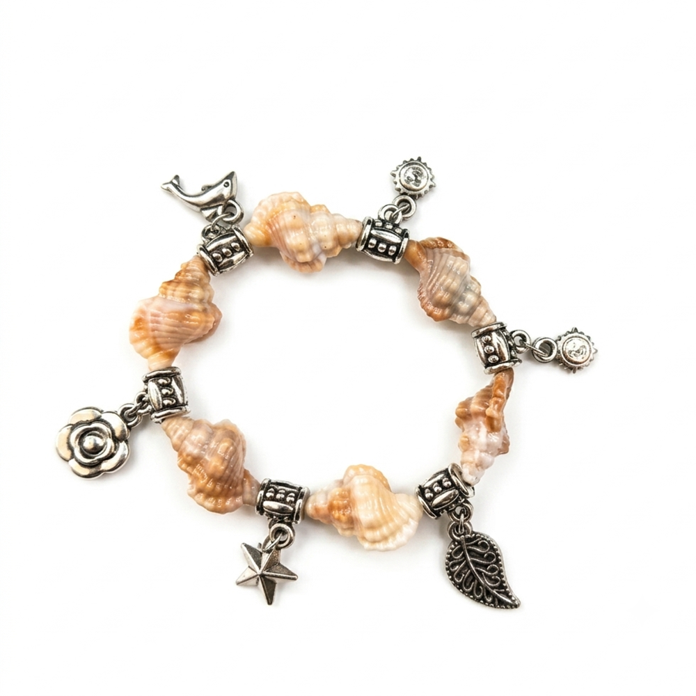 The99Jewel Minimalist Shell and Charms Stretch Bracelet for Women
