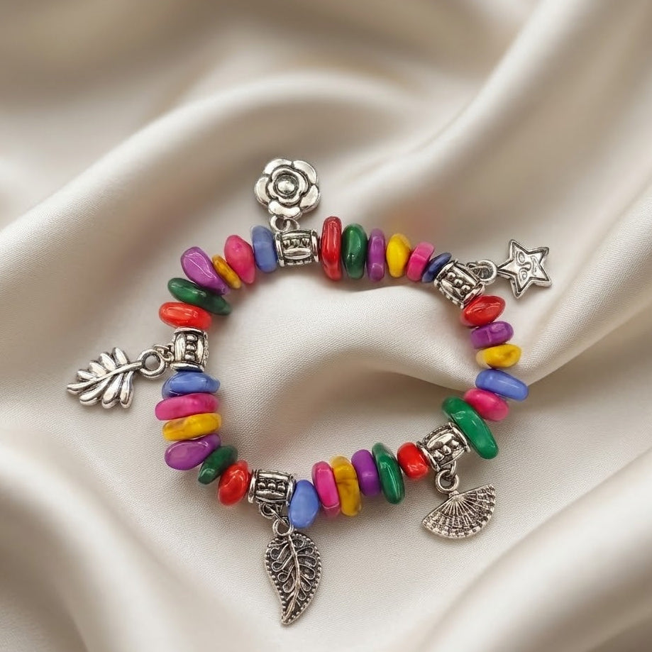 The99Jewel Artistic Rainbow Beads Statement Bracelet