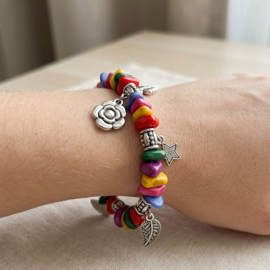 The99Jewel Artistic Rainbow Beads Statement Bracelet