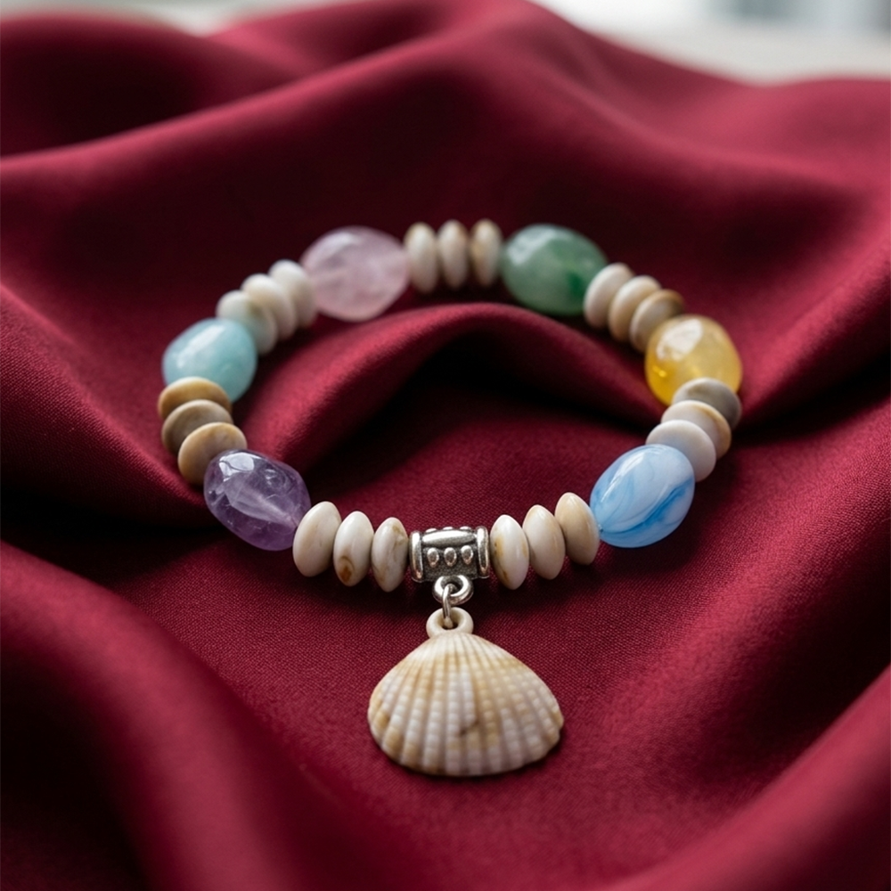 The99Jewel Minimalist Shell and Charms Stretch Bracelet for Women