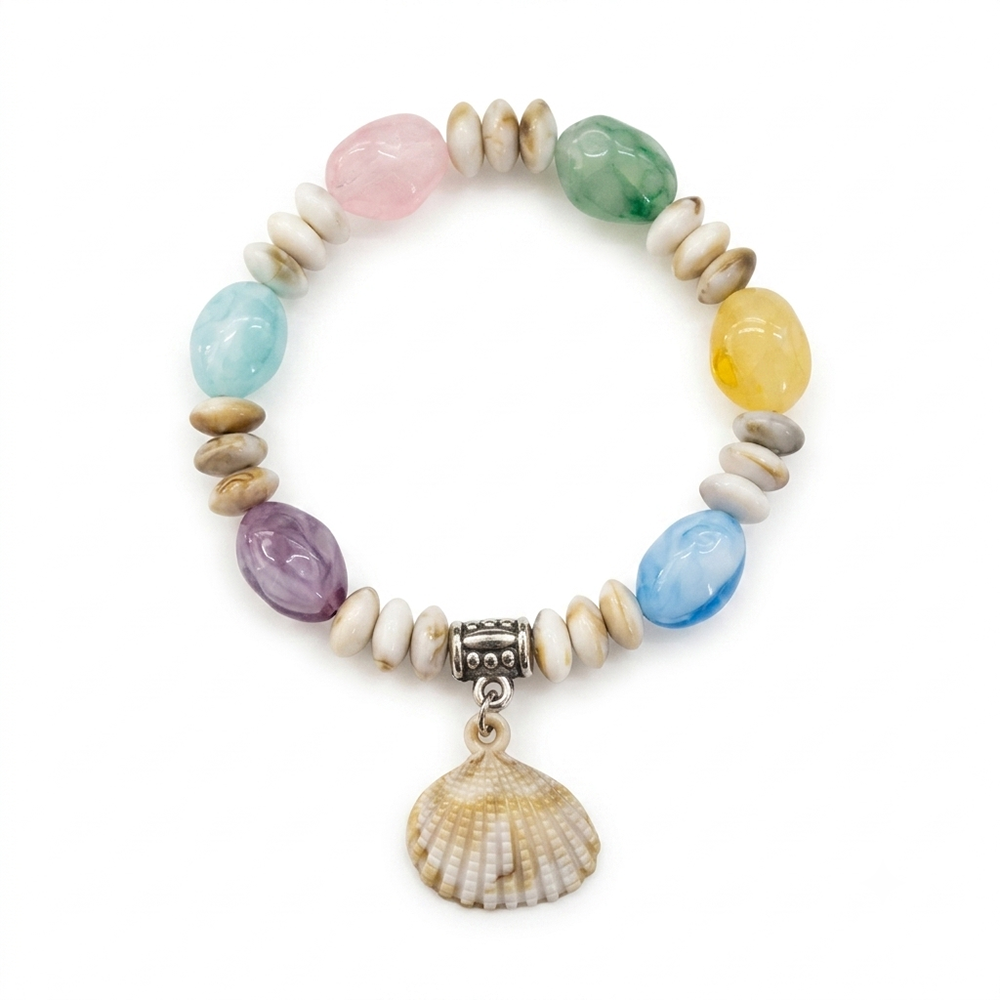 The99Jewel Minimalist Shell and Charms Stretch Bracelet for Women