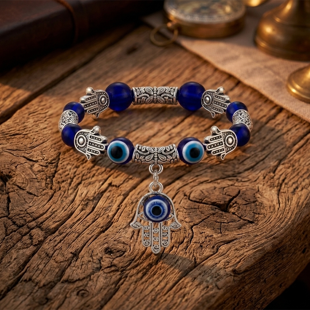 The99Jewel Evil Eye & Hamsa Hand Beaded Bracelet for Men