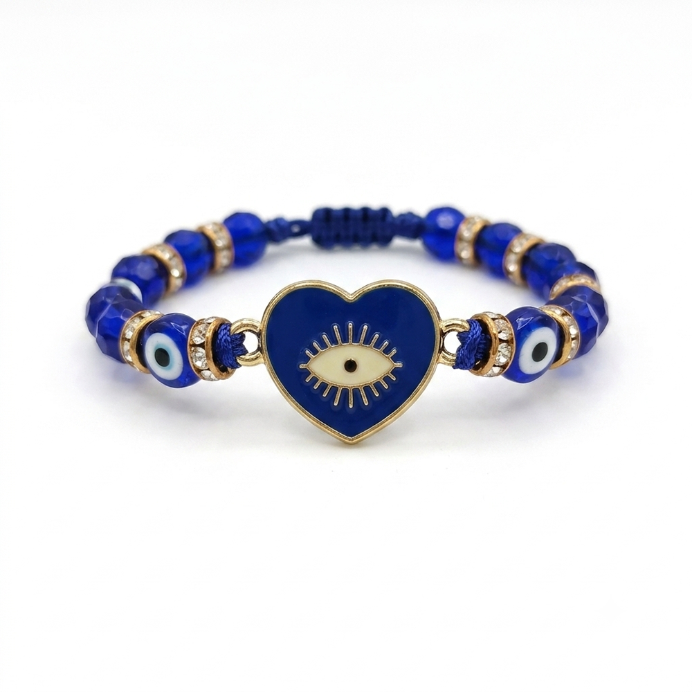 The99Jewel Layered Beaded Charm Bracelet with Woven Strap Design