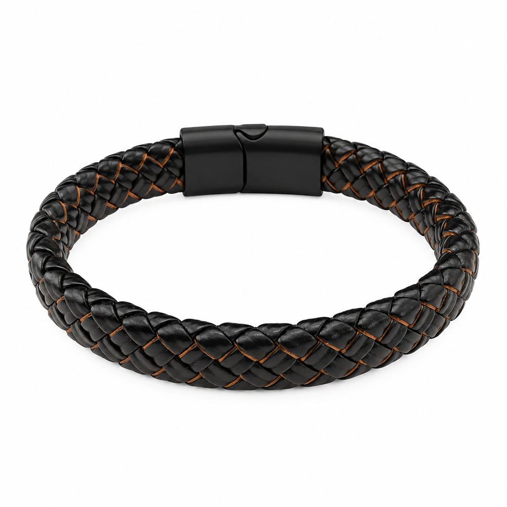 The99Jewel Stylish Braided Black Bracelet for Men Modern Fashion Accessory