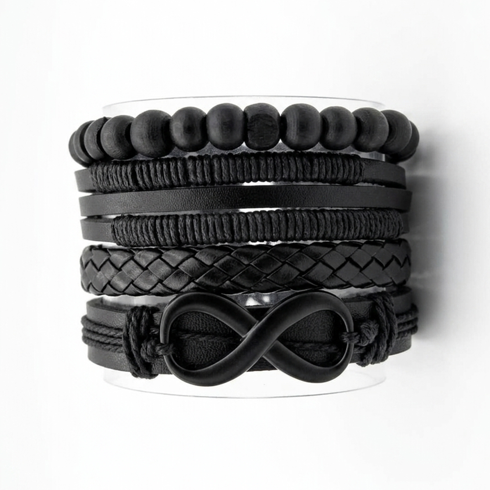 The99Jewel Layered Beaded Charm Bracelet with Woven Strap Design