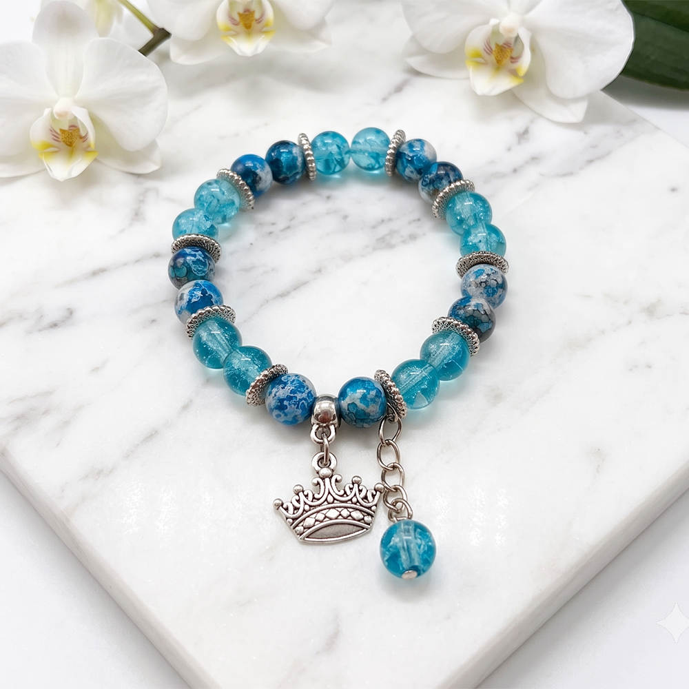 The99Jewel Stylish Designer crackle glass crystal bead bracelet With Charm for Women