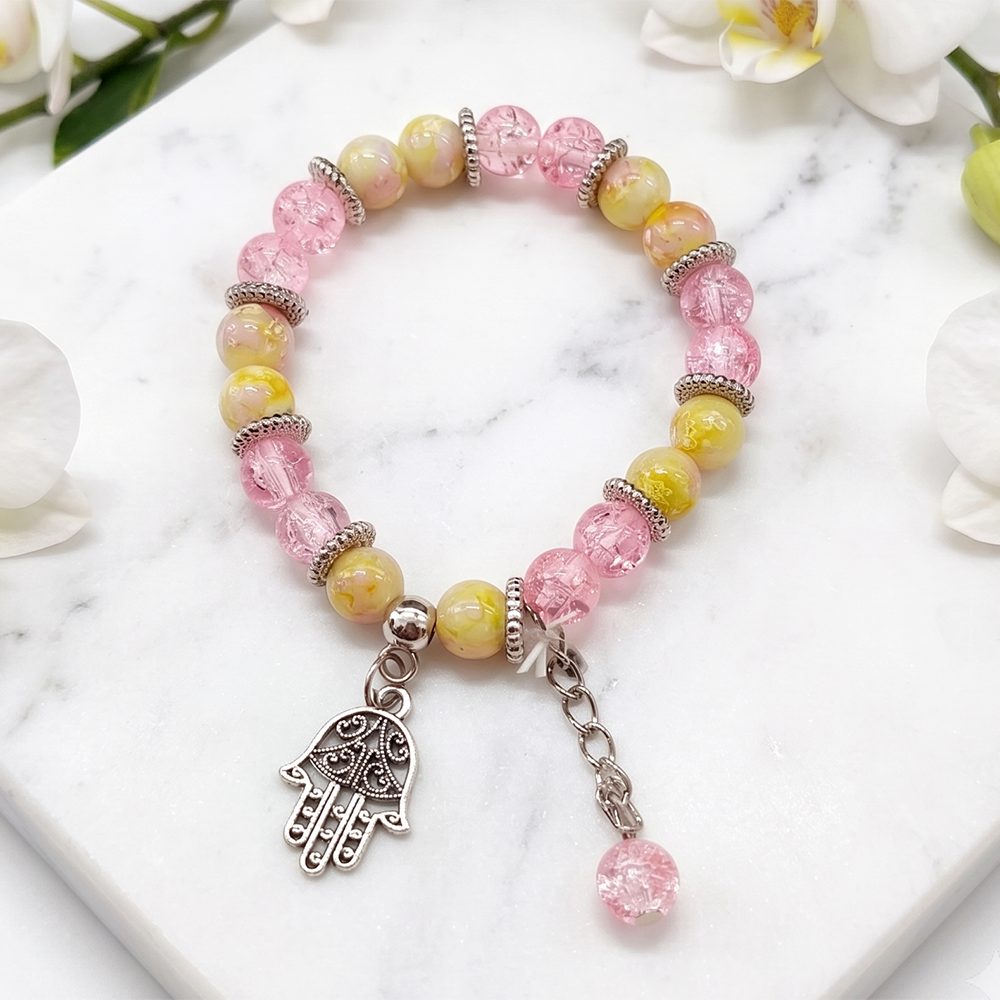 The99Jewel Stylish Designer crackle glass crystal bead bracelet With Charm for Women