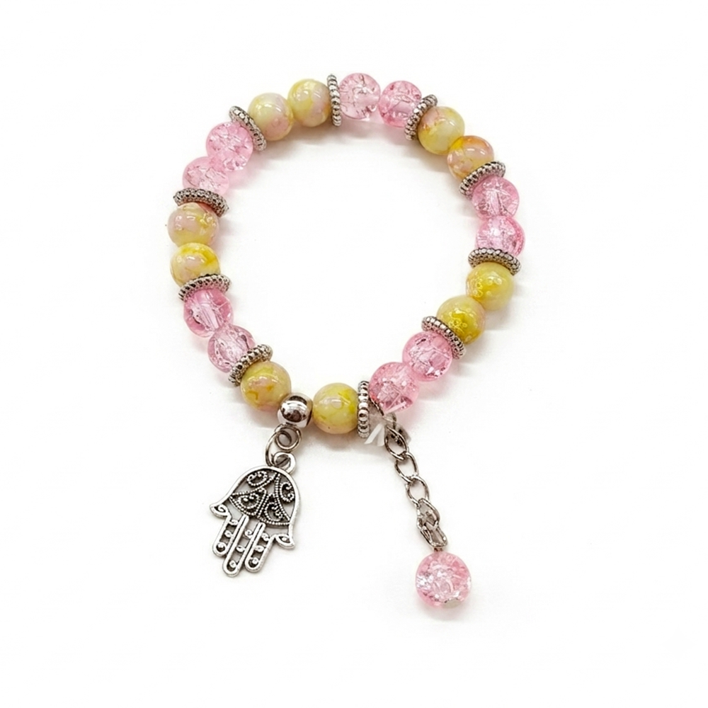 The99Jewel Stylish Designer crackle glass crystal bead bracelet With Charm for Women