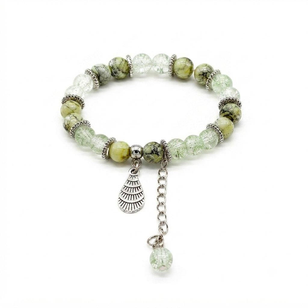 The99Jewel Stylish Designer crackle glass crystal bead bracelet With Charm for Women