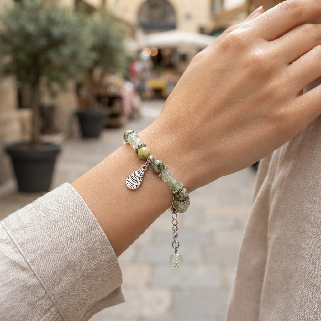 The99Jewel Stylish Designer crackle glass crystal bead bracelet With Charm for Women