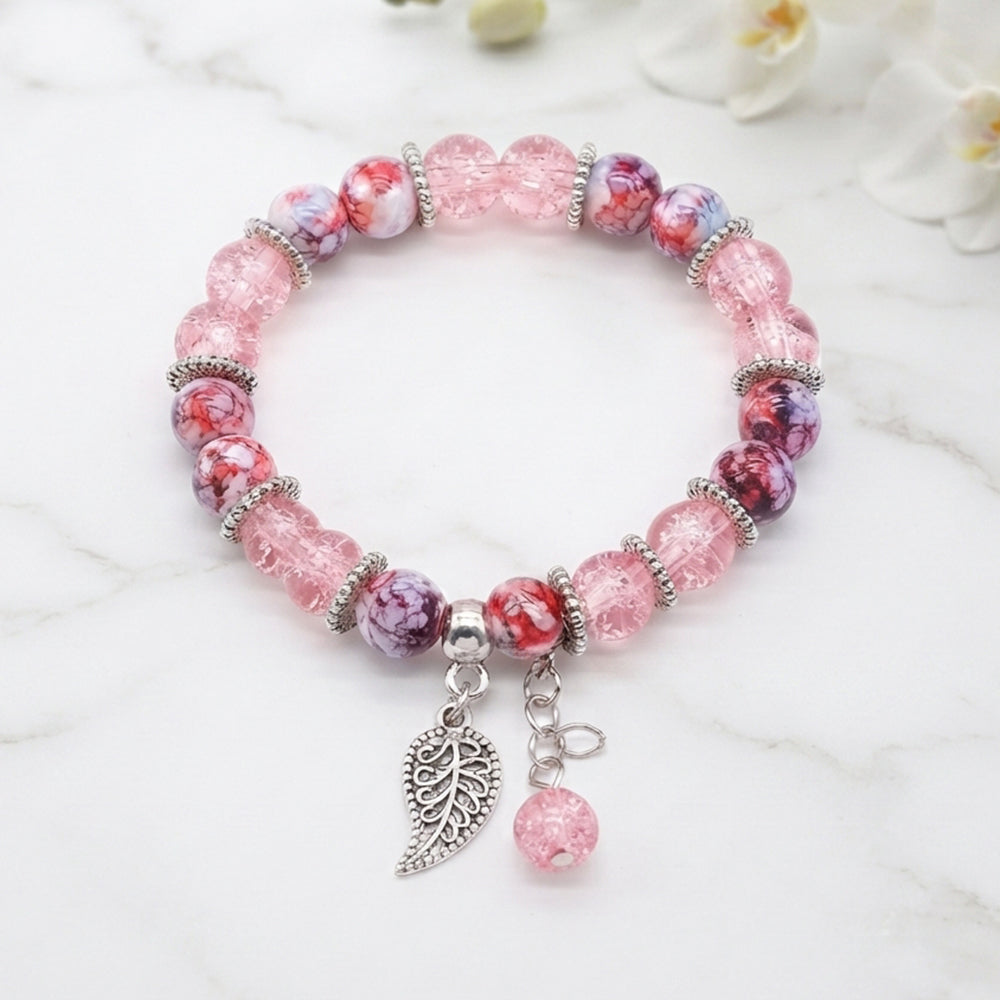 The99Jewel Stylish Designer crackle glass crystal bead bracelet With Charm for Women