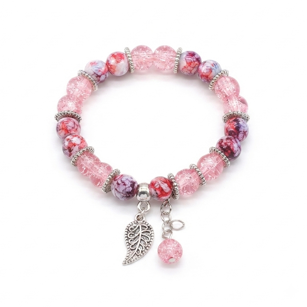 The99Jewel Stylish Designer crackle glass crystal bead bracelet With Charm for Women