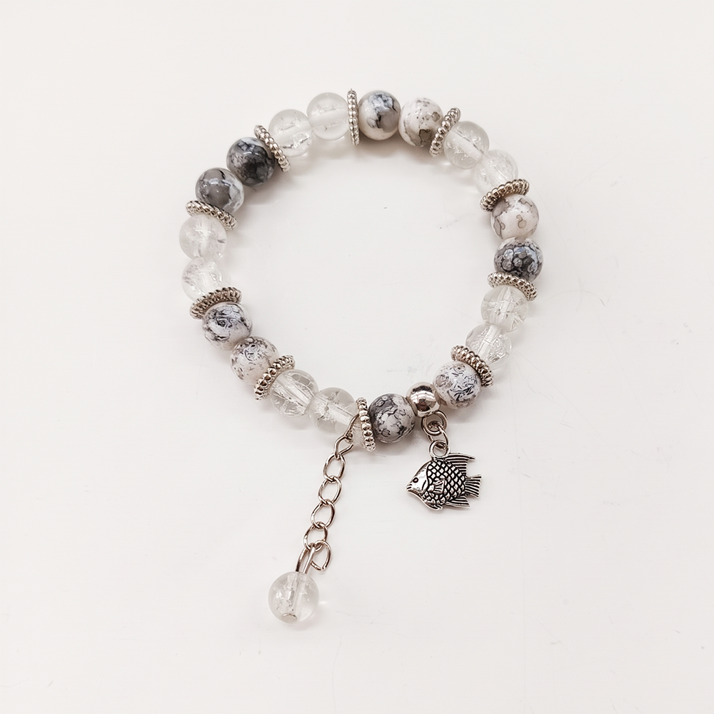 The99Jewel Stylish Designer crackle glass crystal bead bracelet With Charm for Women