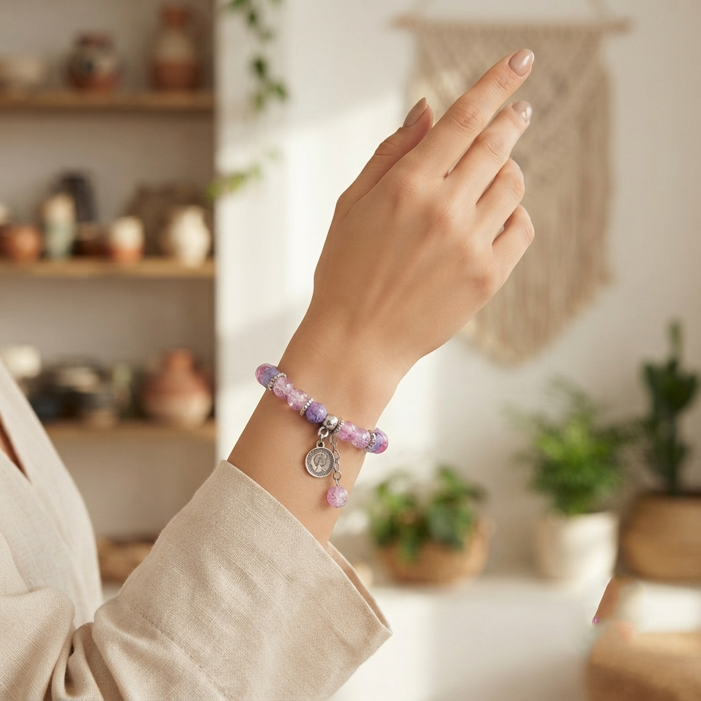 The99Jewel Stylish Designer crackle glass crystal bead bracelet With Charm for Women