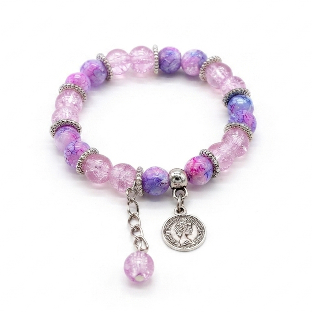 The99Jewel Stylish Designer crackle glass crystal bead bracelet With Charm for Women