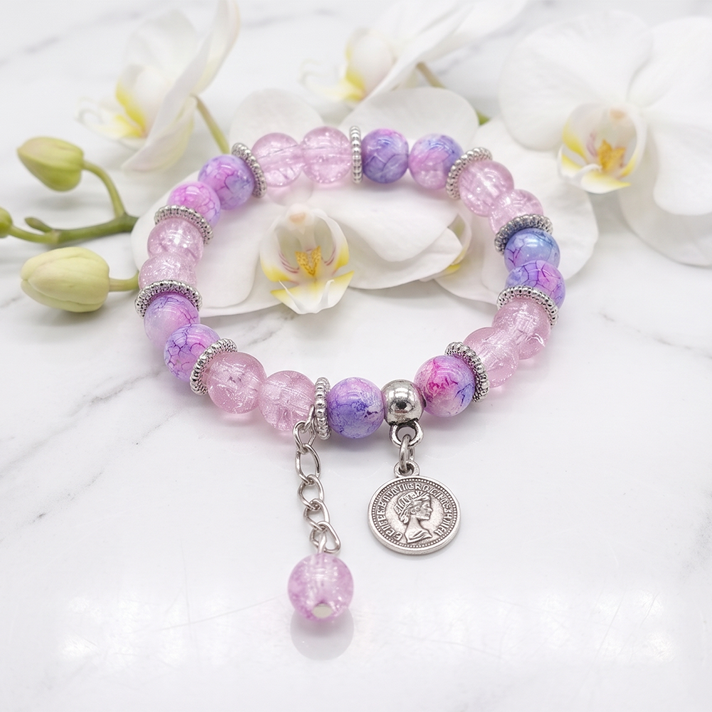 The99Jewel Stylish Designer crackle glass crystal bead bracelet With Charm for Women