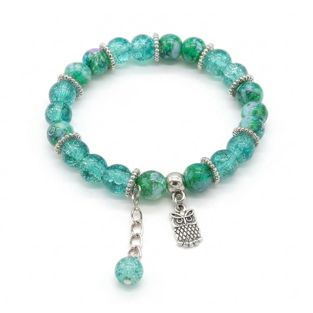 The99Jewel Stylish Designer crackle glass crystal bead bracelet With Charm for Women